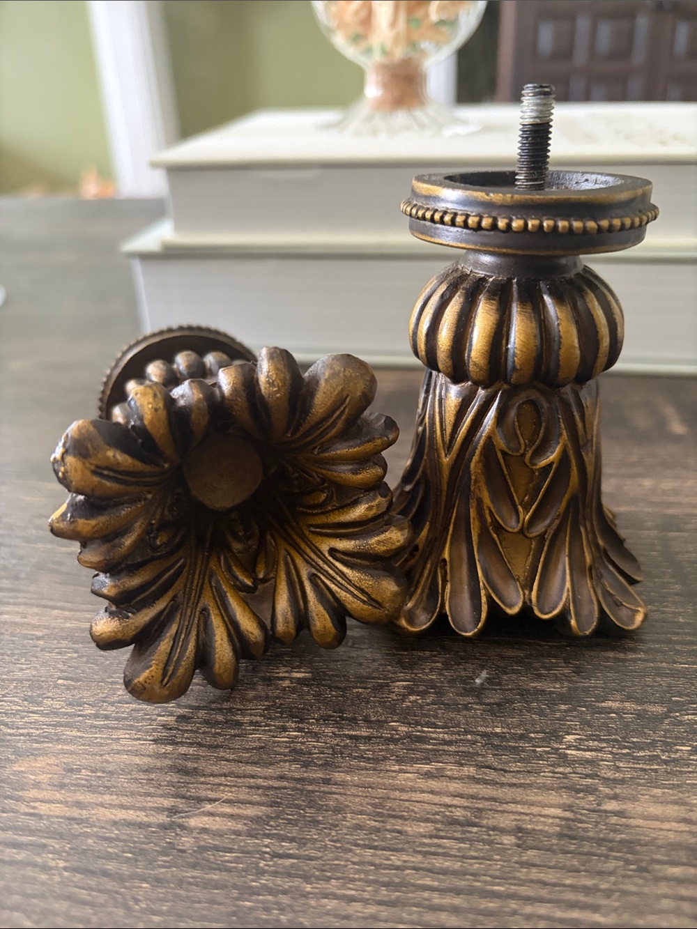 Decorative finials - Gold-Bronze color (curtain end caps)